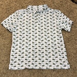 BURLEBO White Shirt with Green Alligator and Golf Print